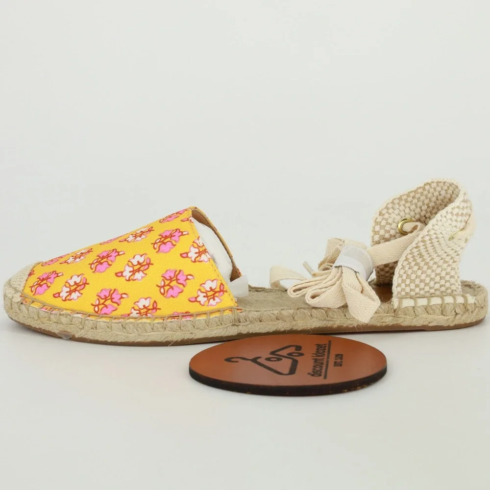 J.Crew Printed Lace-Up D'Orsay Espadrille Sandals Orange Block Size 9.5 NIB Boho